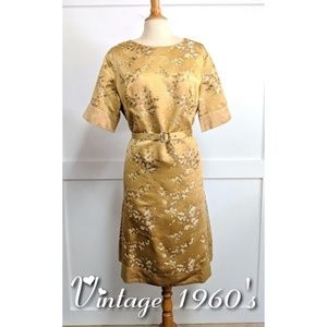 Vintage Handmade1968 sheath dress gold size 12-14